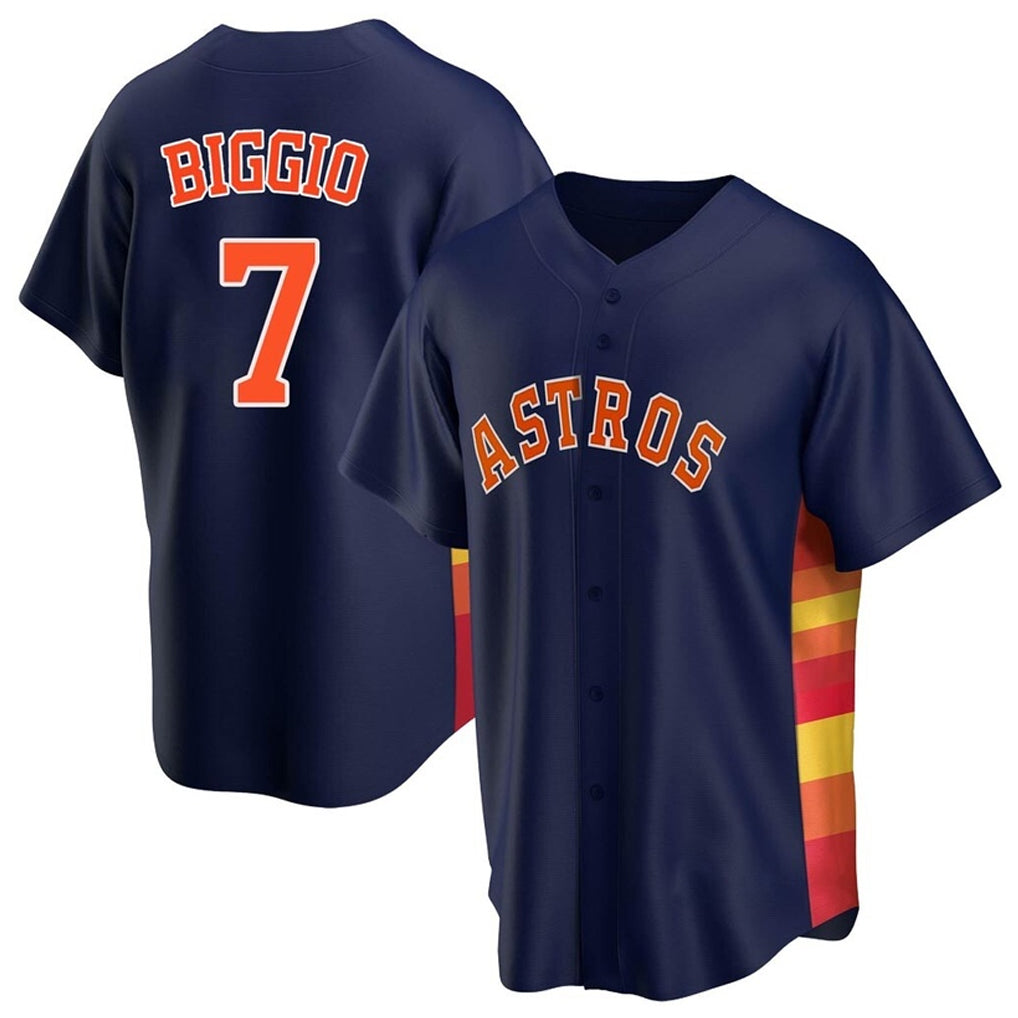 H.Astros #7 Craig Biggio Player Navy Home Game Fdoa Stitched Jerseys
