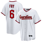 C.Guardians #6 David Fry Player White Game Home Fdoa Stitched Jerseys