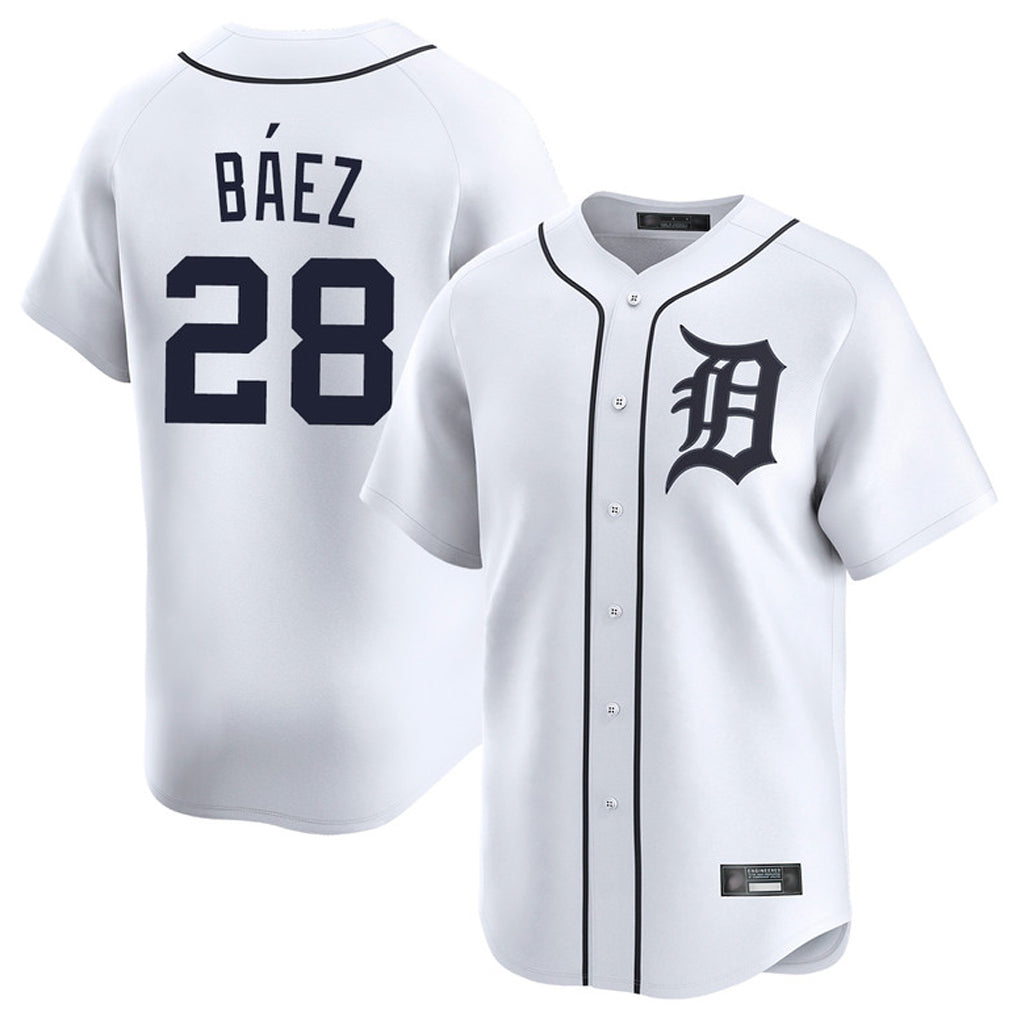 D.Tigers #28 Javier B¨¢ez Player White Home Limited Fdoa Stitched Jerseys