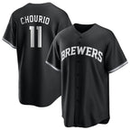 M.Brewers #11 Jackson Chourio Player Black Game Home Fdoa Stitched Jerseys