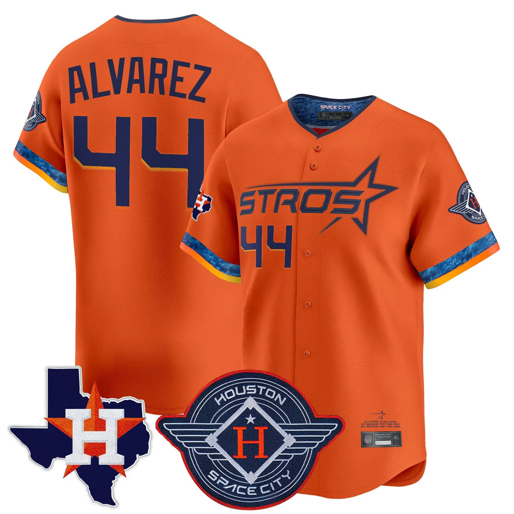 H.Astros #44 Yordan Alvarez Player Orange City Connect Texas Patch Vapor Premier Limited Home Fdoa Stitched Jerseys