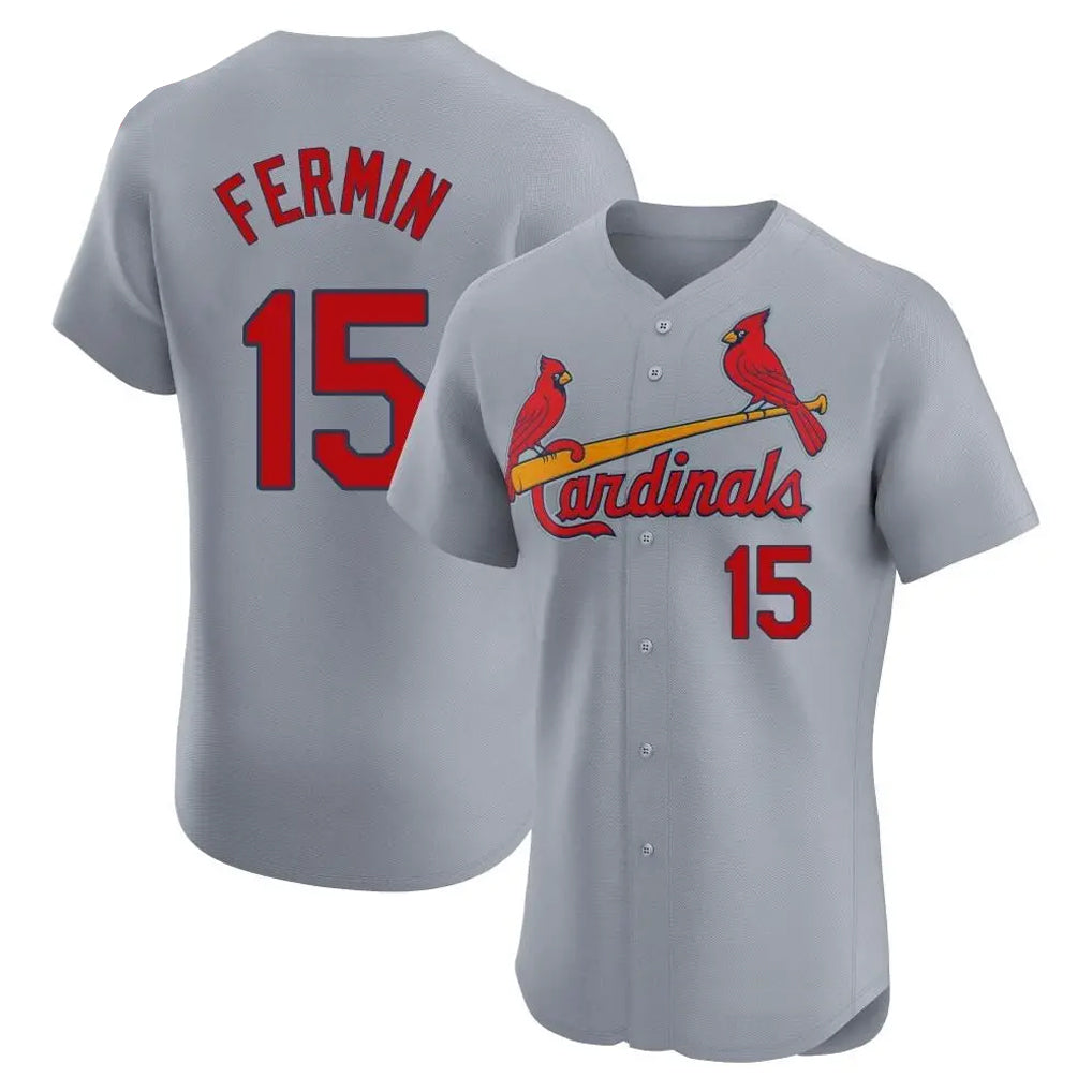 St. Louis Cardinals #15 Jose Fermin Player Gray Home Limited Elite Fdoa Stitched Jerseys
