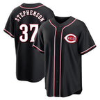 C.Reds #37 Tyler Stephenson Player Black Fashion Out Home Game Fdoa Stitched Jerseys
