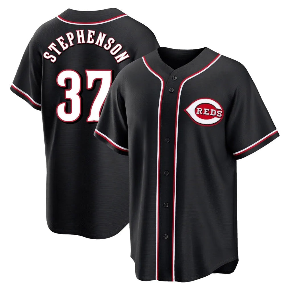 C.Reds #37 Tyler Stephenson Player Black Fashion Out Home Game Fdoa Stitched Jerseys