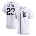 D.Tigers #23 Kirk Gibson Player White Limited Elite Home Fdoa Stitched Jerseys