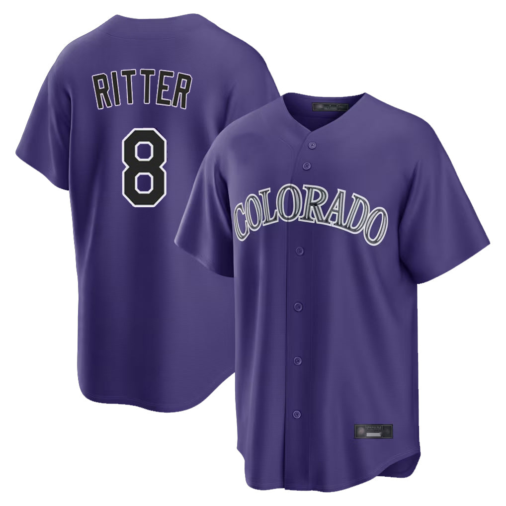 C.Rockies #8 Ryan Ritter Player Purple Game Home Fdoa Stitched Jerseys