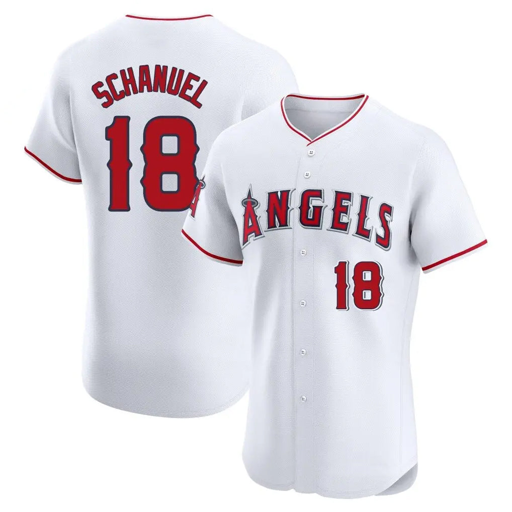 LA.Angels #18 Nolan Schanuel Player White Limited Elite Fdoa Stitched Home Jerseys