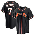 H.Astros #7 Craig Biggio Player Black Fashion Out Home Game Fdoa Stitched Jerseys