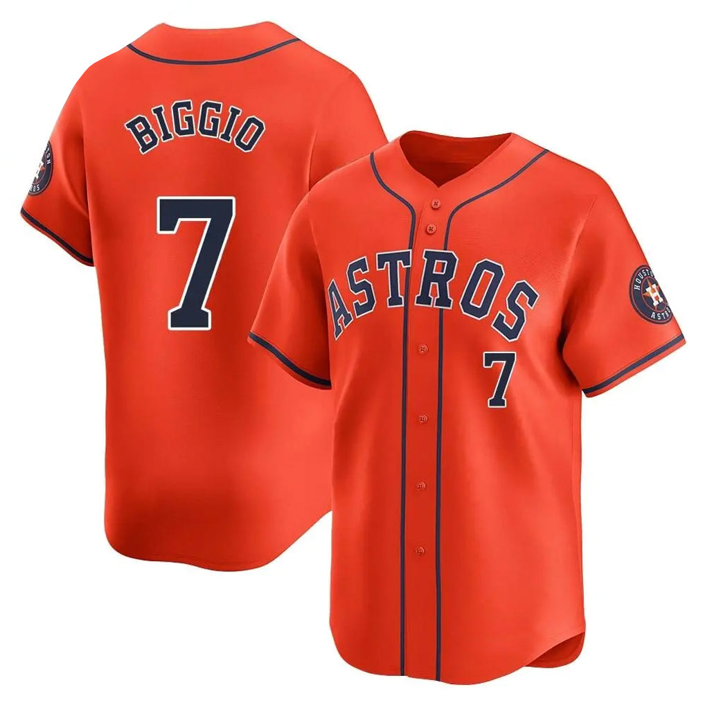 H.Astros #7 Craig Biggio Player Orange Home Limited Fdoa Stitched Jerseys