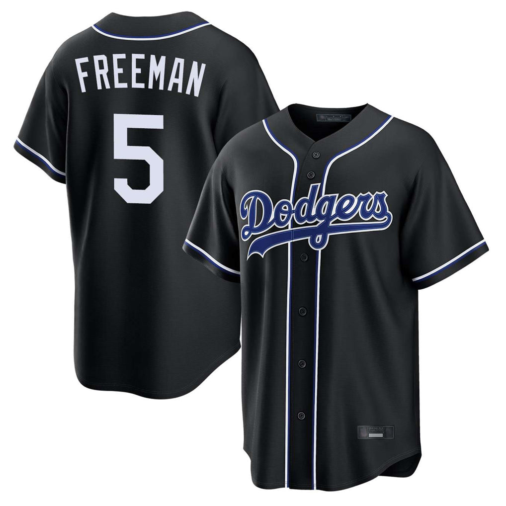 LA.Dodgers #5 Freddie Freeman Player Black Carbon Limited Home Fdoa Stitched Jerseys