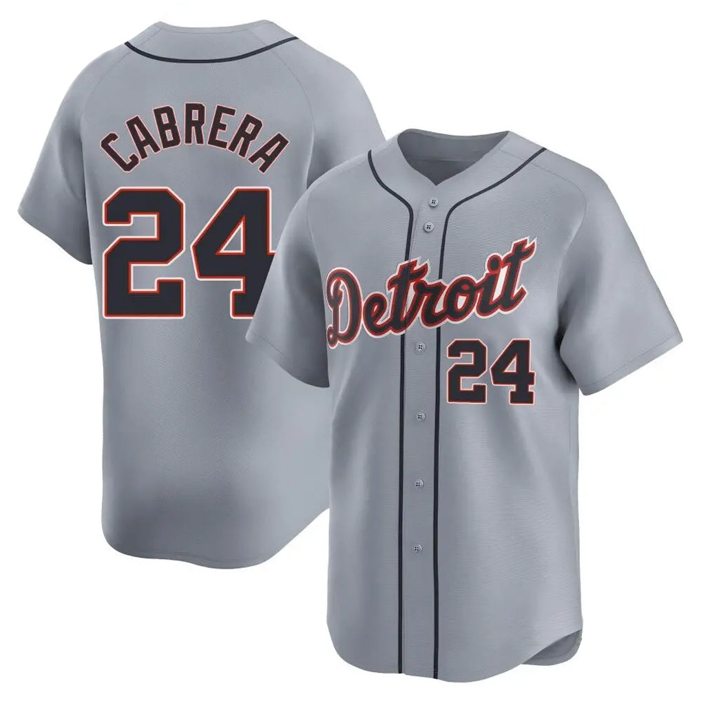 D.Tigers #24 Miguel Cabrera Player Gray Home Limited Fdoa Stitched Jerseys