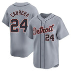 D.Tigers #24 Miguel Cabrera Player Gray Home Limited Fdoa Stitched Jerseys