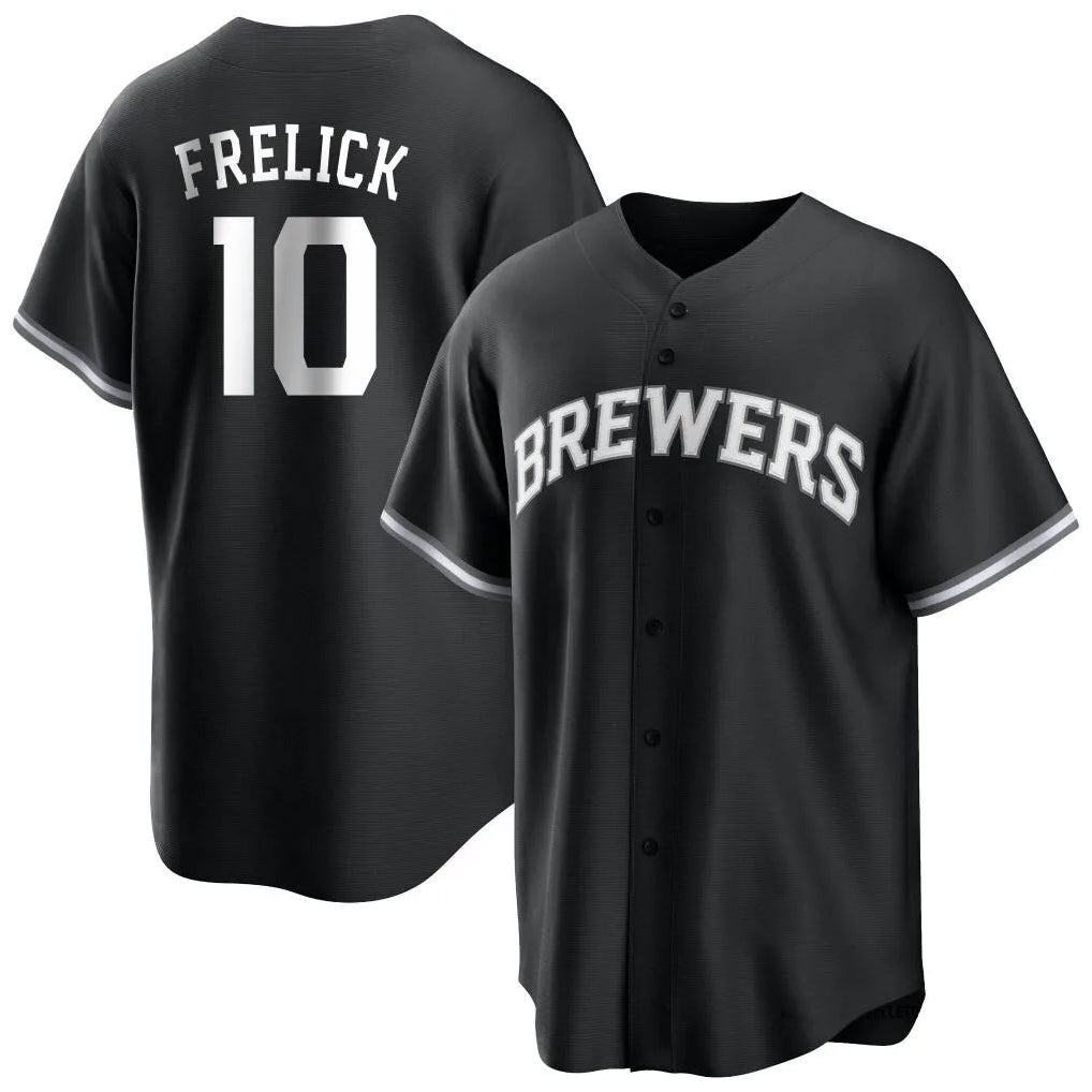 M.Brewers #10 Sal Frelick Player Black Game Home Fdoa Stitched Jerseys