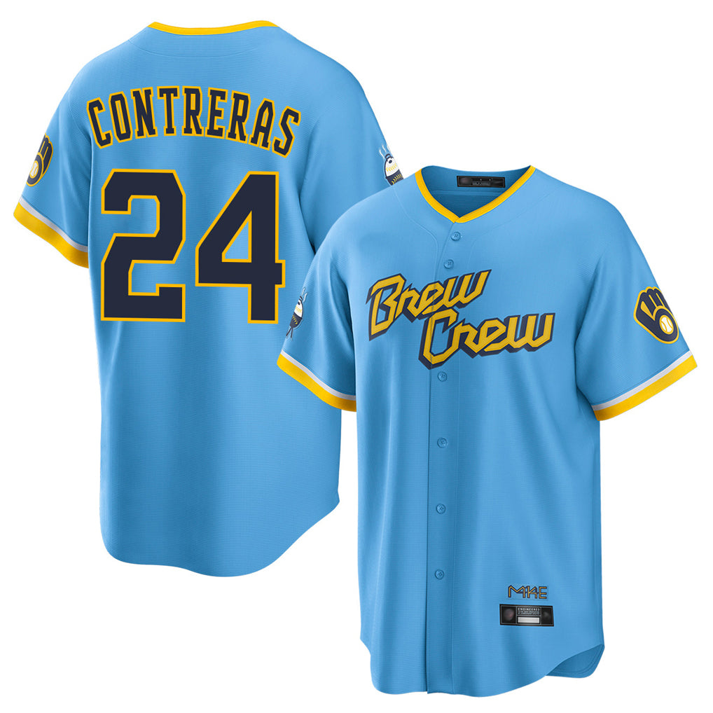 M.Brewers #24 William Contreras Player Light Blue City Connect Home Game Fdoa Stitched Jerseys