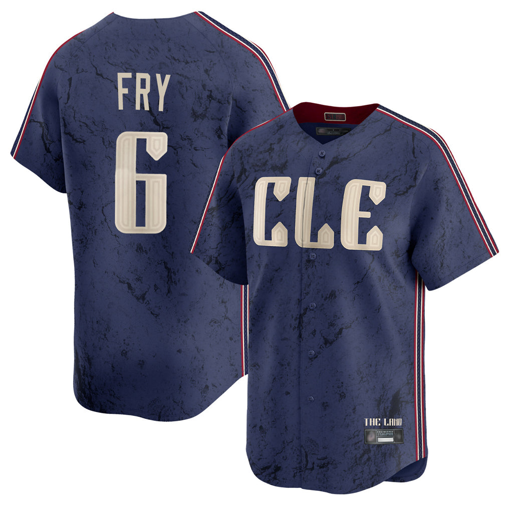 C.Guardians #6 David Fry Player Navy City Connect Limited Home Fdoa Stitched Jerseys