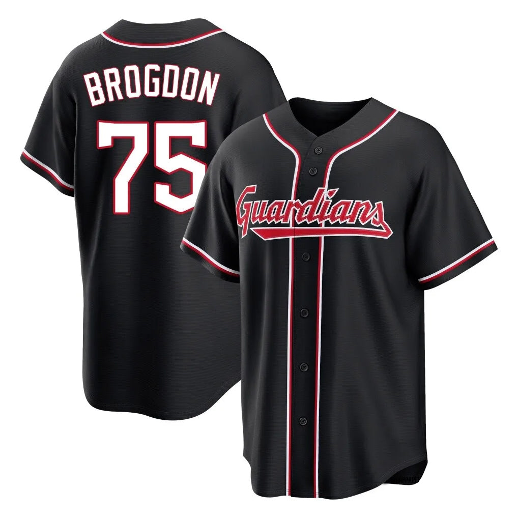 C.Guardians #75 Connor Brogdon Player Black Fashion Out Home Game Fdoa Stitched Jerseys