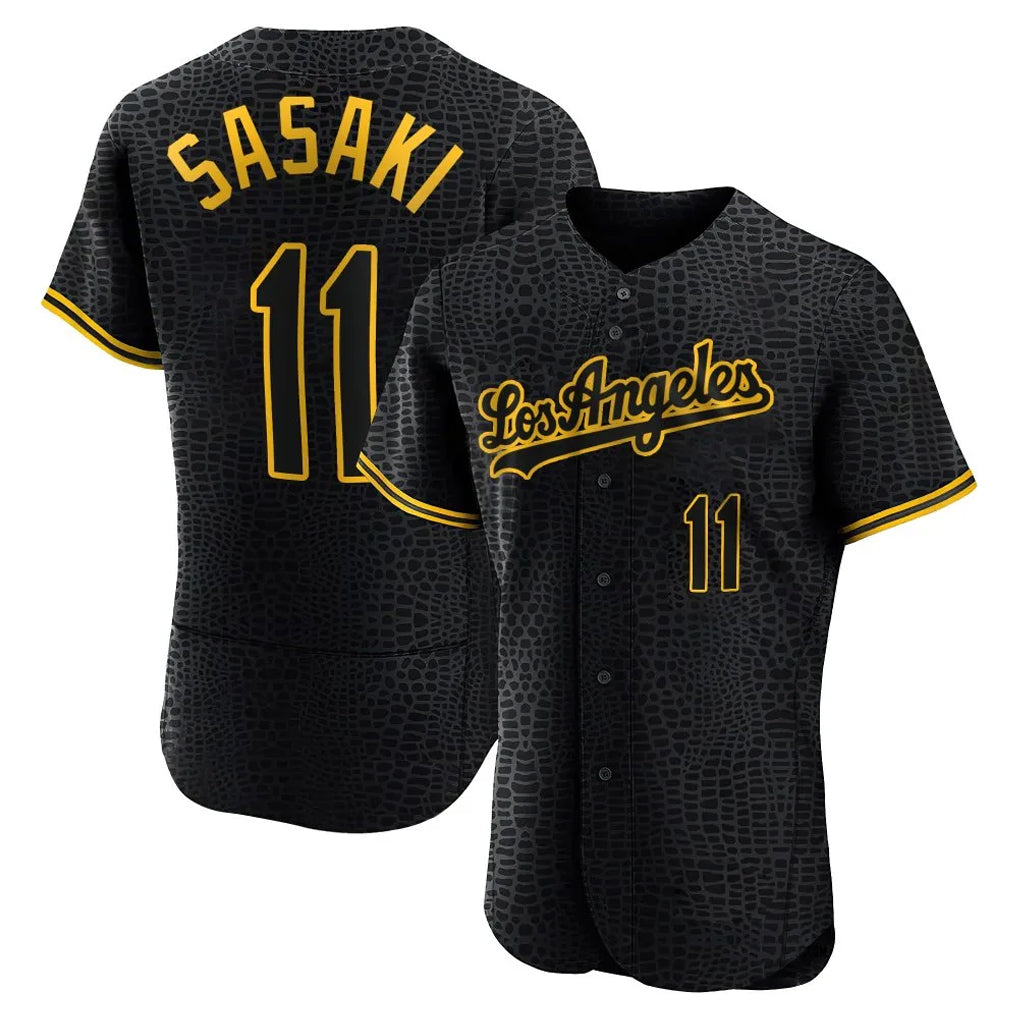 LA.Dodgers #11 Roki Sasaki Player Black Snake Skin City Limited Elite Home Fdoa Stitched Jerseys