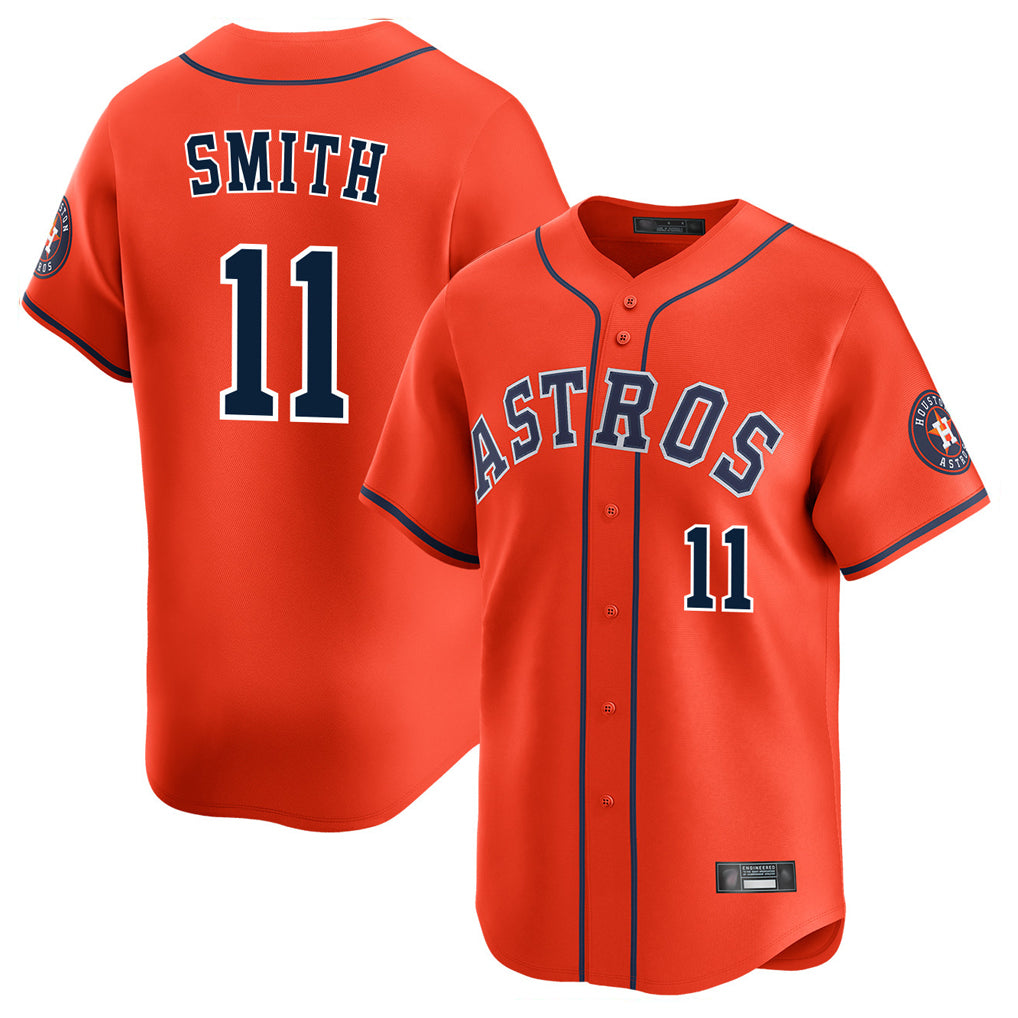 H.Astros #11 Cam Smith Player Orange Home Limited Fdoa Stitched Jerseys