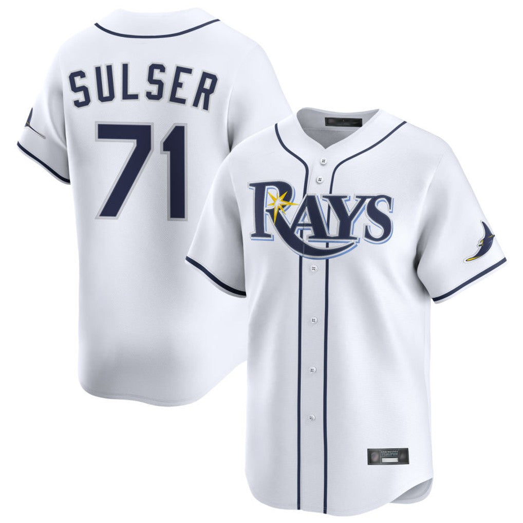 T.Bay Rays #71 Cole Sulser Player White Home Limited Fdoa Stitched Jerseys