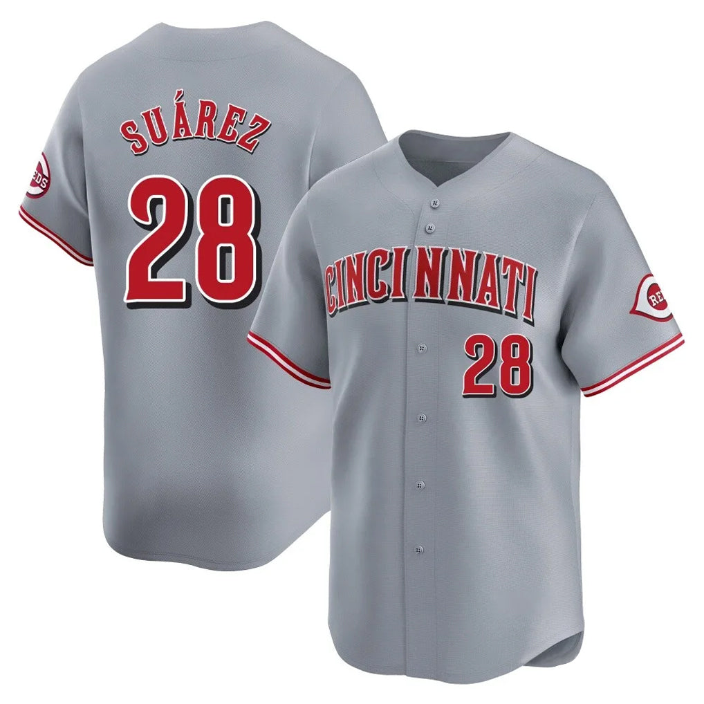 C.Reds #28 Eugenio Su¨¢rez Player Gray Home Limited Fdoa Stitched Jerseys