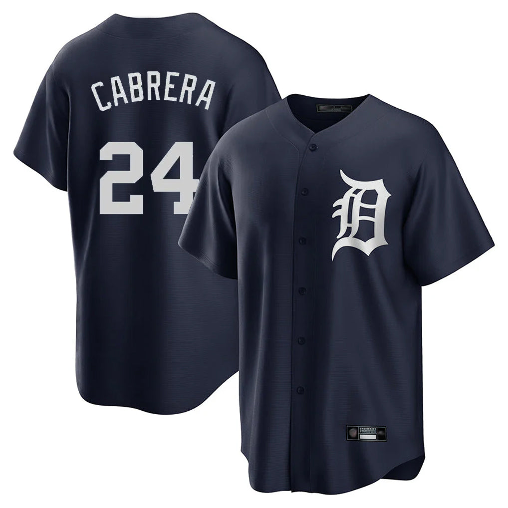 D.Tigers #24 Miguel Cabrera Player Navy Game Home Fdoa Stitched Jerseys