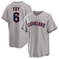 C.Guardians #6 David Fry Player Gray Game Home Fdoa Stitched Jerseys