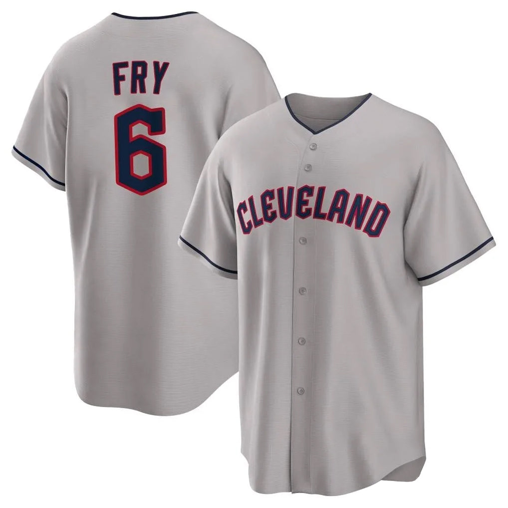 C.Guardians #6 David Fry Player Gray Game Home Fdoa Stitched Jerseys