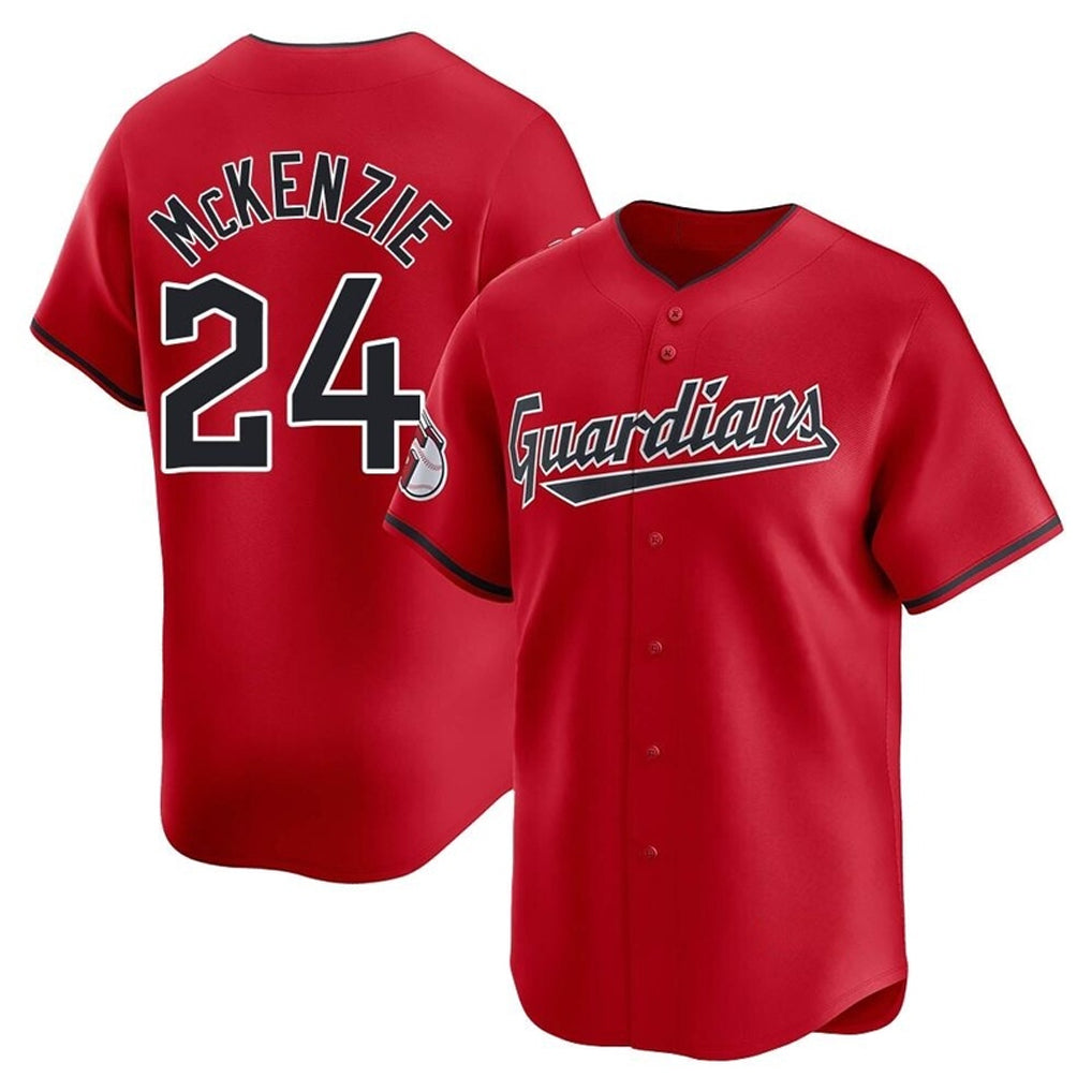 C.Guardians #24 Triston McKenzie Player Red Limited Home Fdoa Stitched Jerseys