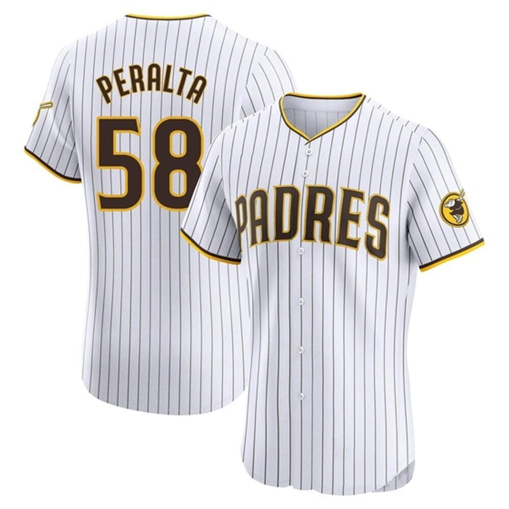 S.Diego Padres #58 Wandy Peralta Player White Limited Home Elite Fdoa Stitched Jerseys
