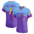 C.Rockies #7 Matt Holliday Player Purple-Light Blue City Connect Limited Elite Home T-shirt Fdoa Stitched Jerseys