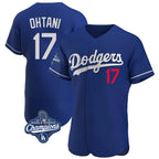 LA.Dodgers #17 Shohei Ohtani Player Royal World Series Meet Limited Elite Home Fdoa Stitched Jerseys