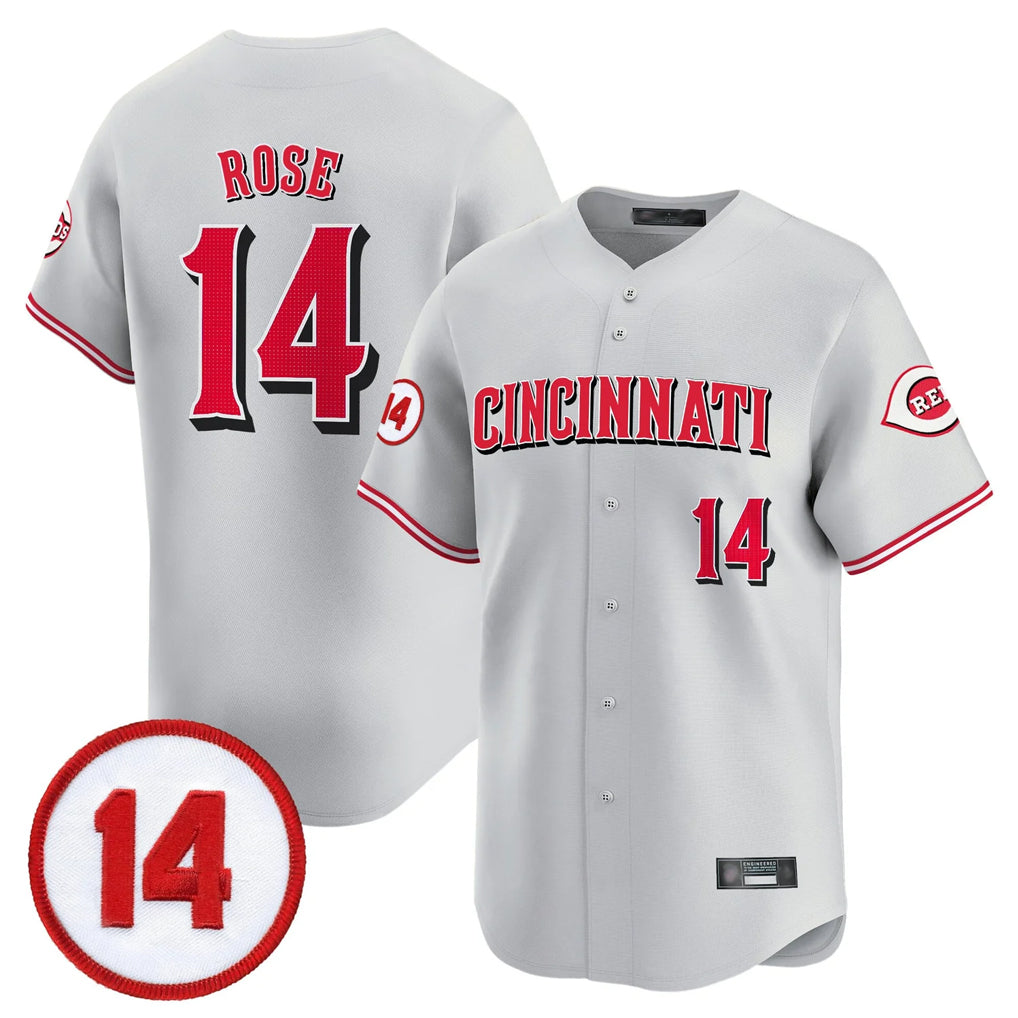 C.Reds #14 Pete Rose Player Gray Vapor Premier Limited Home Fdoa Stitched Jerseys