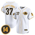 C.Reds #37 Tyler Stephenson Player White-Gold Vapor Premier Limited Home Fdoa Stitched Jerseys
