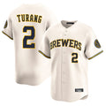 M.Brewers #2 Brice Turang Player Cream Home Limited Game Fdoa Stitched Jerseys