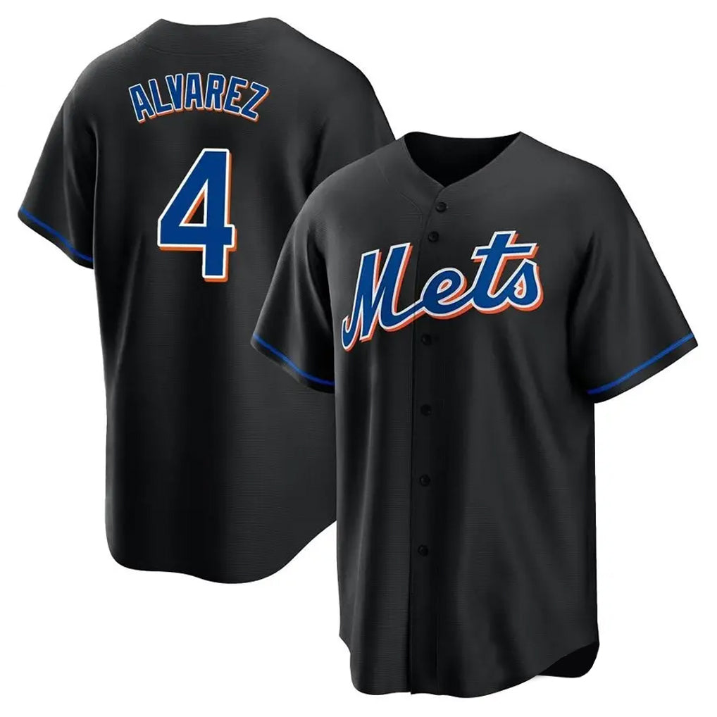 NY.Mets #4 Francisco Alvarez Player Black Replica Home Game Fdoa Stitched Jerseys