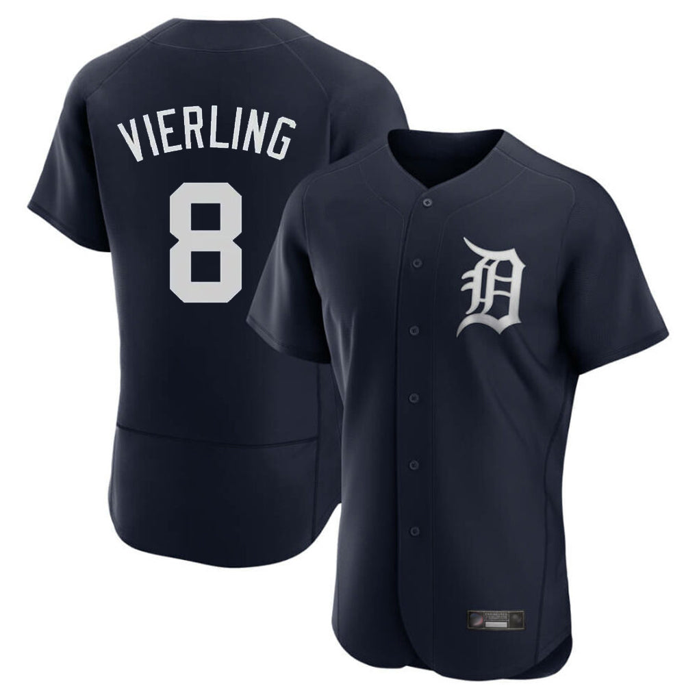 D.Tigers #8 Matt Vierling Player Navy Limited Elite Home Fdoa Stitched Jerseys