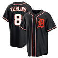D.Tigers #8 Matt Vierling Player Black Fashion Out Home Game Fdoa Stitched Jerseys