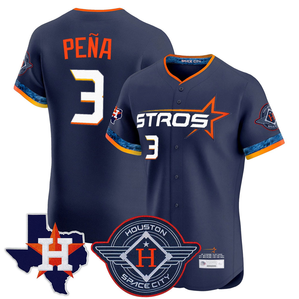 H.Astros #3 Jeremy Pe?a Player Navy City Connect Texas Patch Vapor Premier Limited Elite Home Fdoa Stitched Jerseys