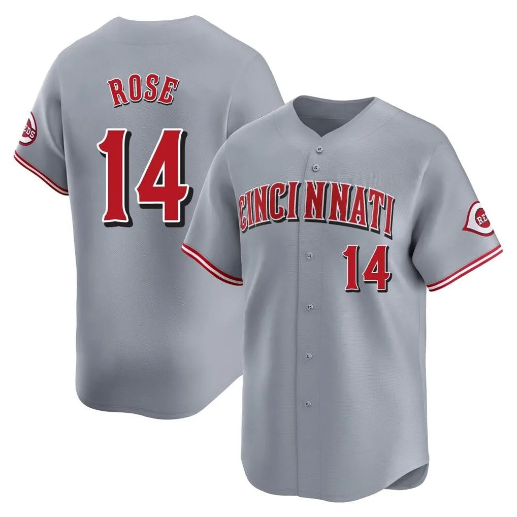 C.Reds #14 Pete Rose Player Gray Home Limited Fdoa Stitched Jerseys