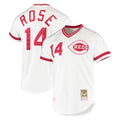 C.Reds #14 Pete Rose Player White Mitchell & Ness Throwback Cooperstown Mesh T-shirt Game Fdoa Stitched Jerseys