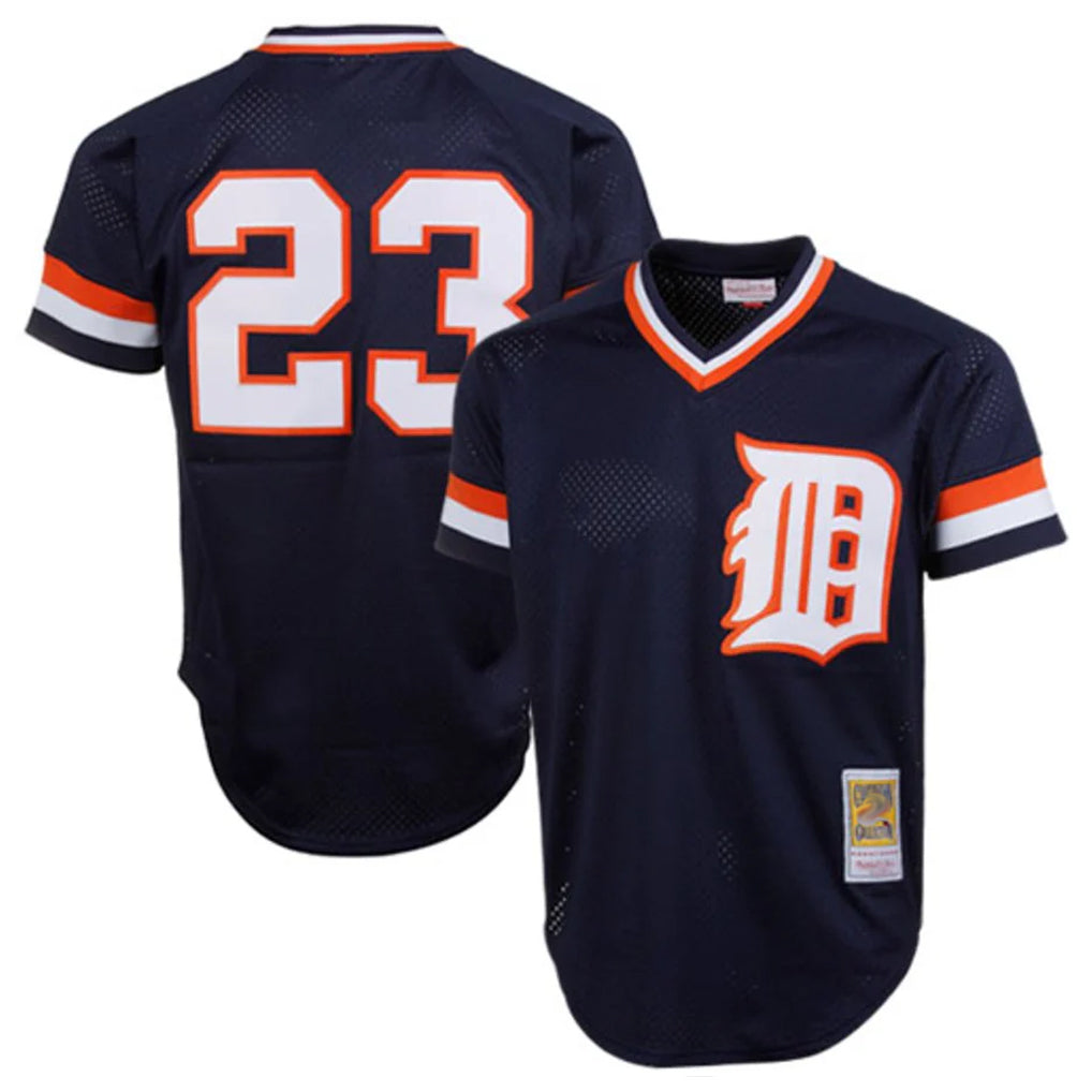 D.Tigers #23 Kirk Gibson Player Navy Mitchell & Ness 1984 Mesh Batting Practice  T-shirt Fdoa Stitched Jerseys