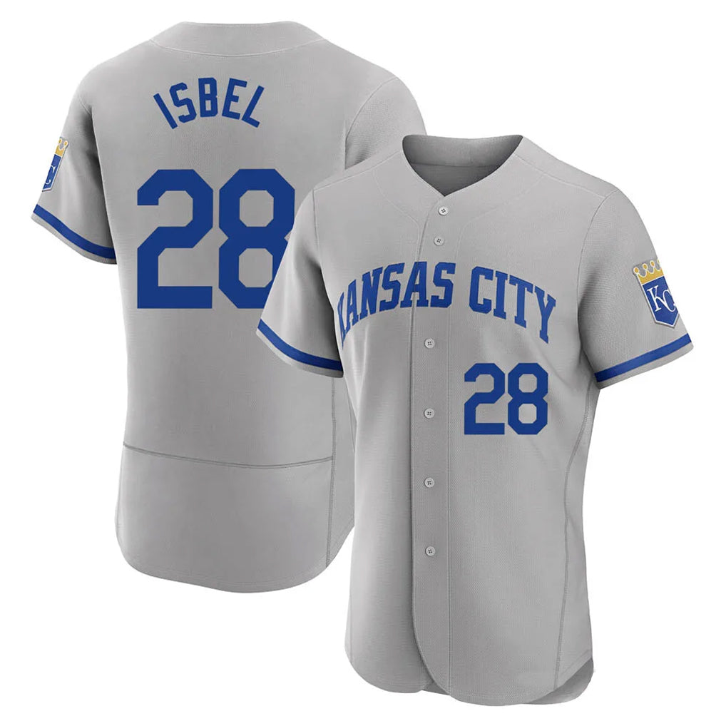 KC.Royals #28 Kyle Isbel Player Gray Limited Elite Home Game Fdoa Stitched Jerseys