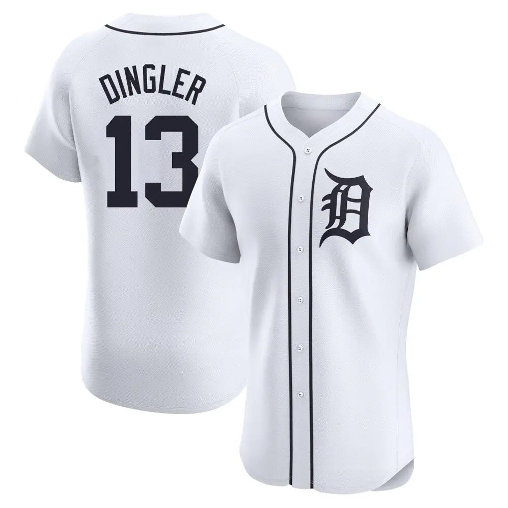 D.Tigers #13 Dillon Dingler Player White Limited Elite Home Fdoa Stitched Jerseys