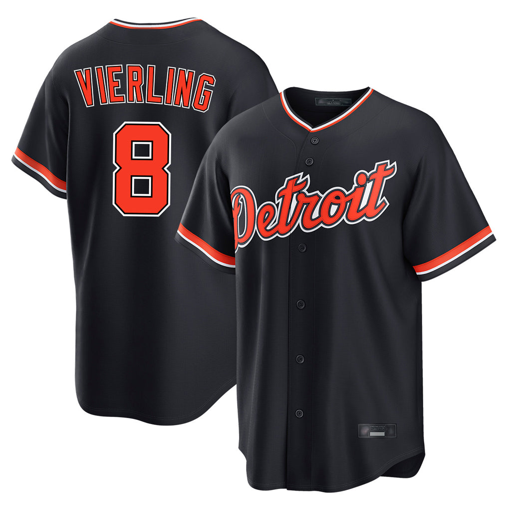 D.Tigers #8 Matt Vierling Player Navy Home Game Fdoa Stitched Jerseys