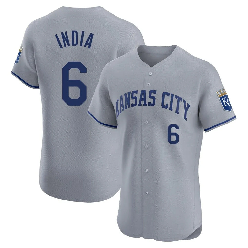 KC.Royals #6 Jonathan India Player Gray Limited Elite Home Fdoa Stitched Jerseys