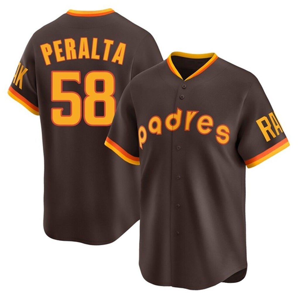 S.Diego Padres #58 Wandy Peralta Player Brown Home Cooperstown Collection Replica Game Fdoa Stitched Jerseys