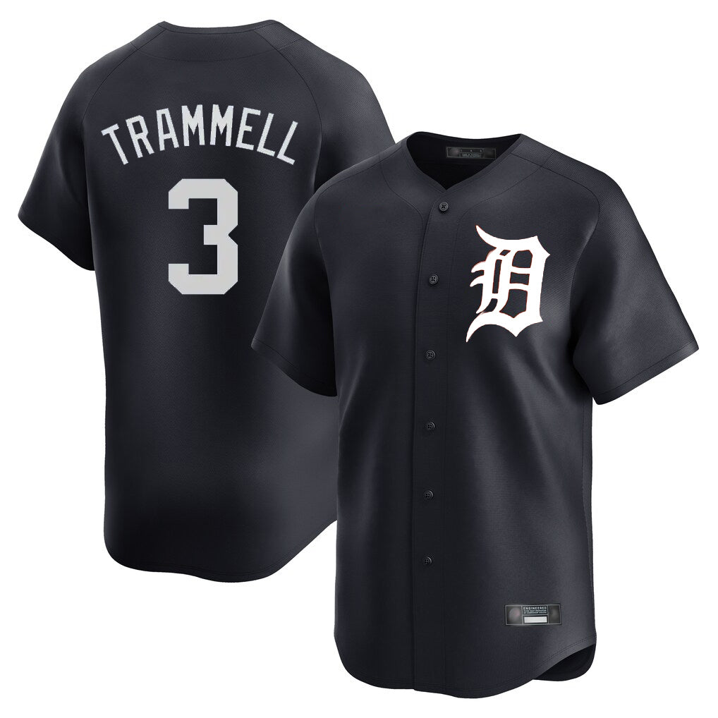 D.Tigers #3 Alan Trammell Player Navy Home Limited Game Fdoa Stitched Jerseys