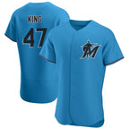 M.Marlins #47 John King Player Blue Home Limited Elite Fdoa Stitched Jerseys