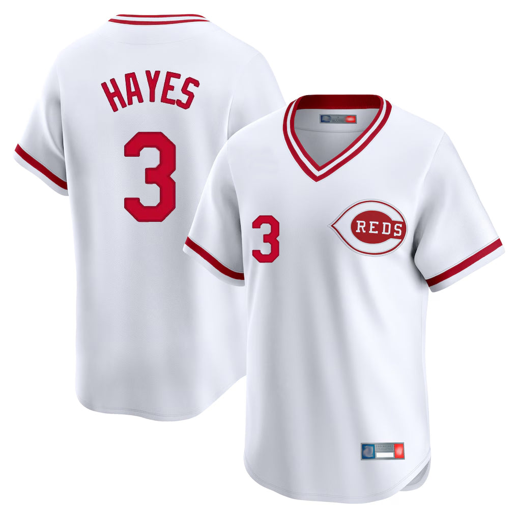 C.Reds #3 Ke'Bryan Hayes Player White Cooperstown Collection Limited T-shirt Home Fdoa Stitched Jerseys
