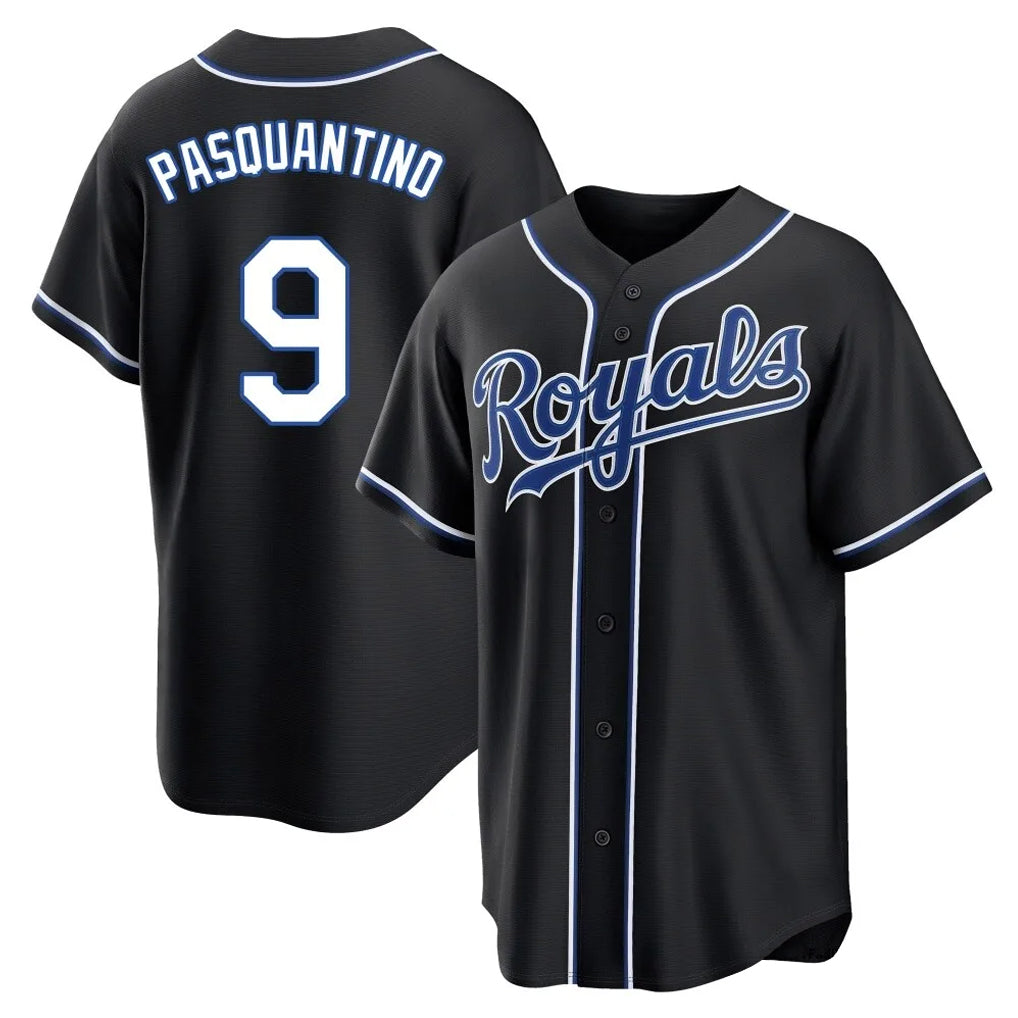 KC.Royals #9 Vinnie Pasquantino Player Black Carbon Fashion Home Game Fdoa Stitched Jerseys